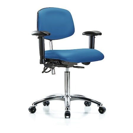 Ergonomic Chair, Adjustable Arms, 21-1/2" to 29" Height, Blue