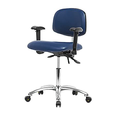 Ergonomic Chair, Adjustable Arms, 21-1/2" to 29" Height, Blue