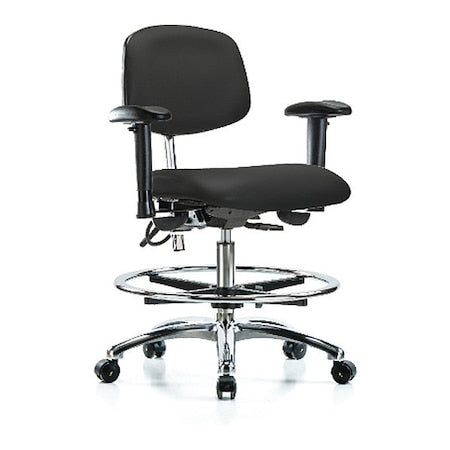 Ergonomic Chair, Adjustable Arms, 21-1/2" to 29" Height, Black
