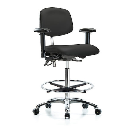 Ergonomic Chair, Adjustable Arms, 26-1/4" to 36" Height, Black