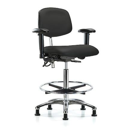 Ergonomic Chair, Adjustable Arms, 26-1/4" to 36" Height, Black