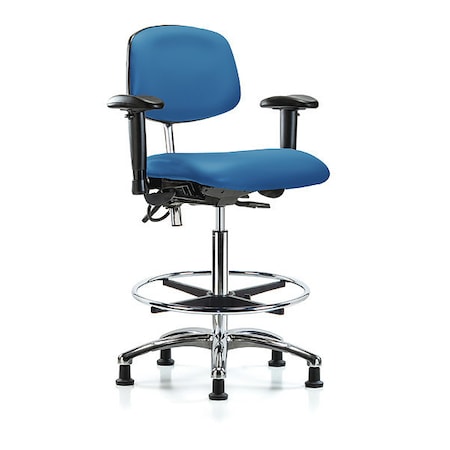 Ergonomic Chair, Adjustable Arms, 26-1/4" to 36" Height, Blue