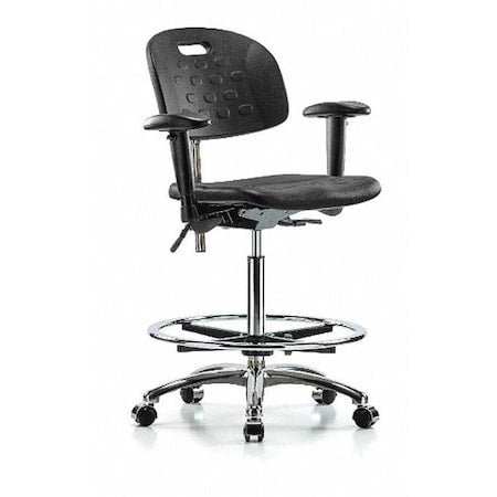 ESD Task Chair, Adjustable Arms, 24-3/4" to 35" Height, Black