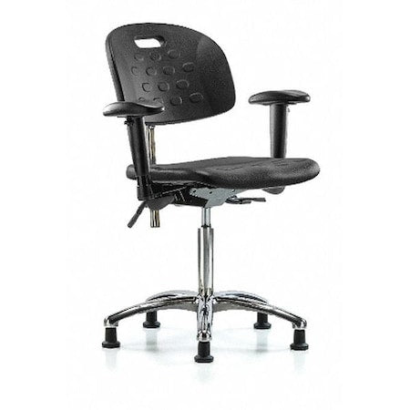 ESD Task Chair, Adjustable Arms, 20-1/2" to 28" Height, Black