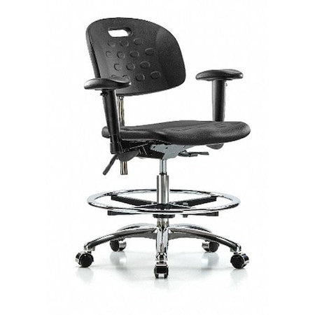 ESD Task Chair, Adjustable Arms, 20-1/2" to 28" Height, Black