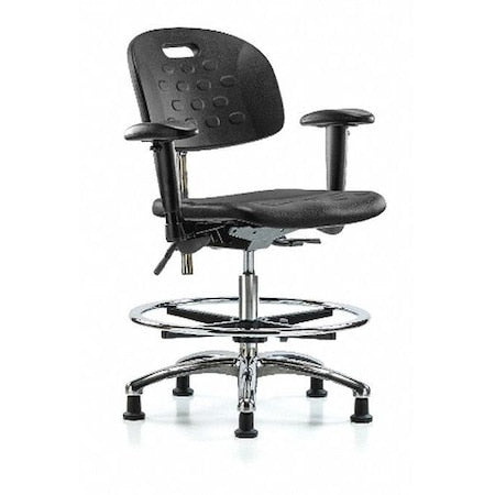 ESD Task Chair, Adjustable Arms, 20-1/2" to 28" Height, Black