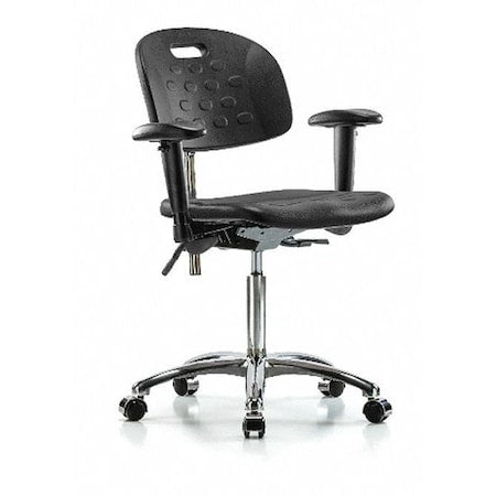 ESD Task Chair, Adjustable Arms, 20-1/2" to 28" Height, Black