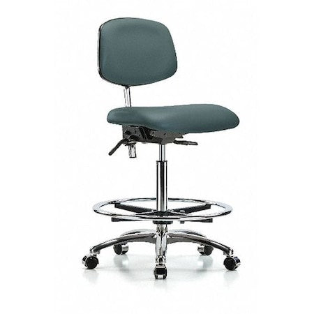 Clean Room Chair Ergonomic Chair, No Arms, 26-1/4" to 36" Height, Vinyl, Colonial Blue