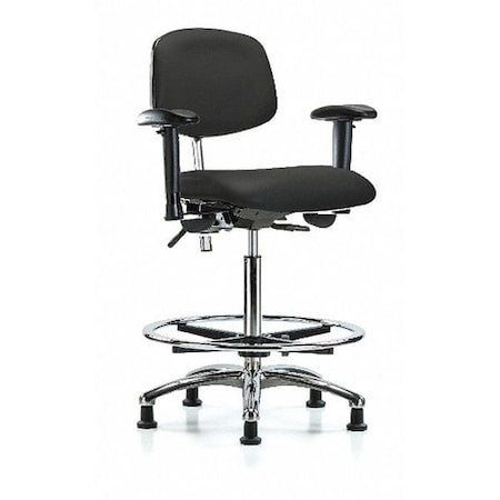 Clean Room Chair Ergonomic Chair, Adjustable Arms, 26-1/4" to 36" Height, Vinyl, Black