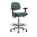 Clean Room Chair Ergonomic Chair, Adjustable Arms, 26-1/4" to 36" Height, Vinyl, Colonial Blue