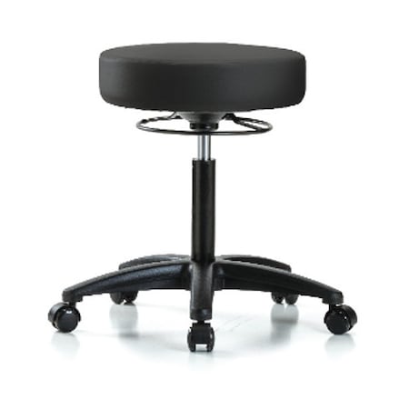 Bench Stool, Med, Vinyl, Casters, BLK