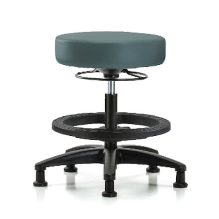 Bench Stool, Med, Vinyl, BF, Glides, Blu