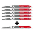 Reciprocating Saw Blade Combo Pack, 12 in, 5 TPI, Carbide Tip, Tapered Back