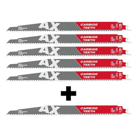 Reciprocating Saw Blade Combo Pack, 12 in, 5 TPI, Carbide Tip, Tapered Back