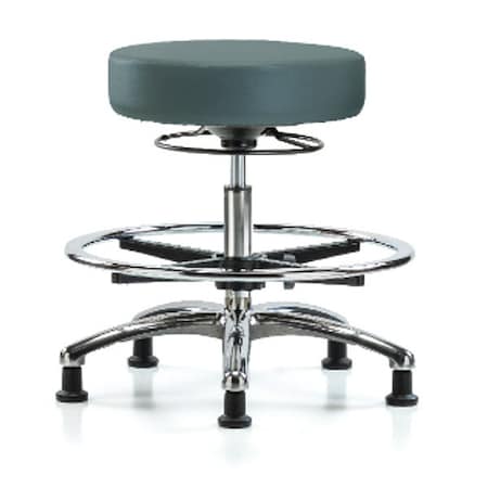 Bench Stool, Med, Vin, Chrm, CF, Glides, Blu