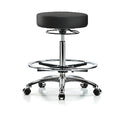 Bench Stool, Hi, Chrm, Vin, CF, Castrs, BLK