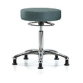 Bench Stool, Med, Chrom, Vinyl, Glides, Blu