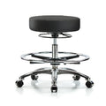 Bench Stool, Med, Vinyl, Chrm, CF, Cstrs, BLK