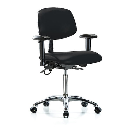 Ergonomic Chair, Adjustable Arms, 21-1/2" to 29" Height, Black