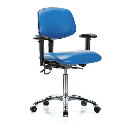 Ergonomic Chair, Adjustable Arms, 21-1/2" to 29" Height, Blue