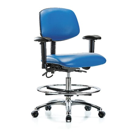 Ergonomic Chair, Adjustable Arms, 21-1/2" to 29" Height, Blue