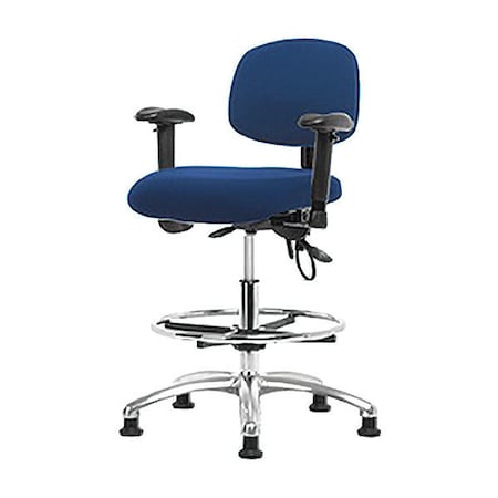 Ergonomic Chair, Adjustable Arms, 21-1/2" to 29" Height, Blue
