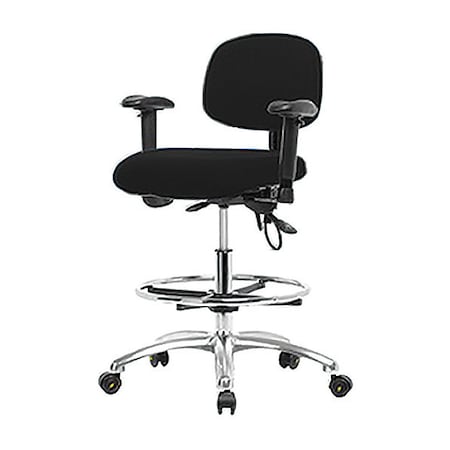 Ergonomic Chair, Adjustable Arms, 21-1/2" to 29" Height, Black