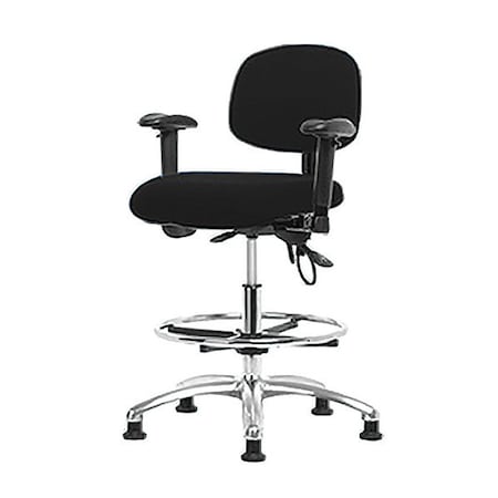 Ergonomic Chair, Adjustable Arms, 21-1/2" to 29" Height, Black