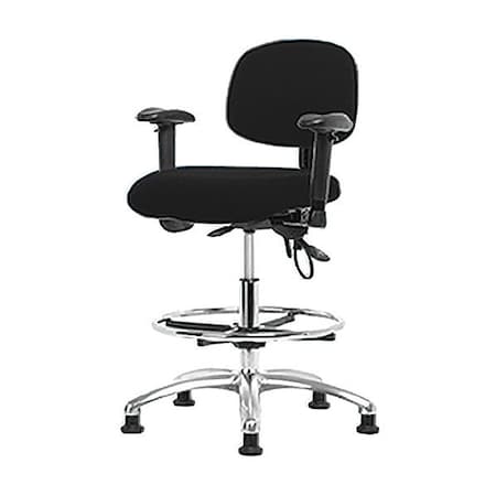 Ergonomic Chair, Adjustable Arms, 26-1/4" to 36" Height, Black