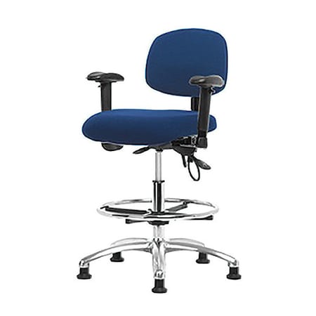 Ergonomic Chair, Adjustable Arms, 26-1/4" to 36" Height, Blue