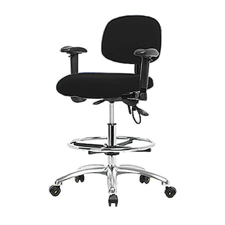 Ergonomic Chair, Adjustable Arms, 26-1/4" to 36" Height, Black