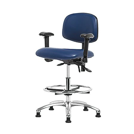 Ergonomic Chair, Adjustable Arms, 21-1/2" to 29" Height, Blue