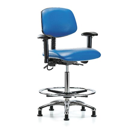 Ergonomic Chair, Adjustable Arms, 26-1/4" to 36" Height, Blue