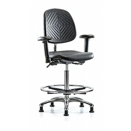 Clean Room Chair Ergonomic Chair, Adjustable Arms, 24-1/2" to 34-3/4" Height, Polyurethane, Black