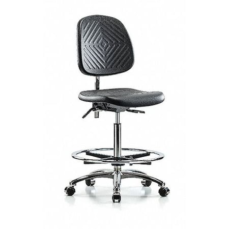Clean Room Chair Ergonomic Chair, No Arms, 24-1/2" to 34-3/4" Height, Polyurethane, Black