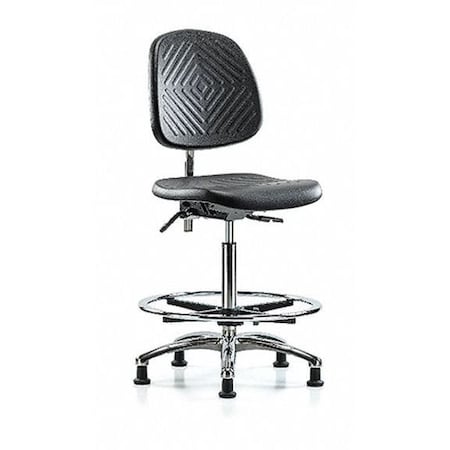 Clean Room Chair Ergonomic Chair, No Arms, 24-1/2" to 34-3/4" Height, Polyurethane, Black