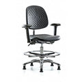 Clean Room Chair Ergonomic Chair, Adjustable Arms, 20-1/4" to 28" Height, Polyurethane, Black