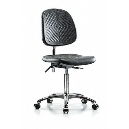 Clean Room Chair Ergonomic Chair, No Arms, 20-1/4" to 28" Height, Polyurethane, Black