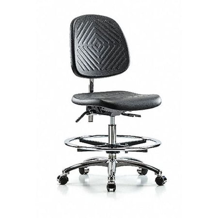 Clean Room Chair Ergonomic Chair, No Arms, 20-1/4" to 28" Height, Polyurethane, Black