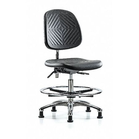 Clean Room Chair Ergonomic Chair, No Arms, 20-1/4" to 28" Height, Polyurethane, Black