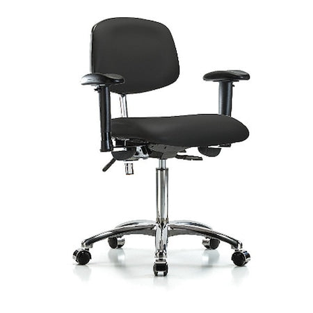 Clean Room Chair Ergonomic Chair, Adjustable Arms, 21-1/2" to 29" Height, Vinyl, Black