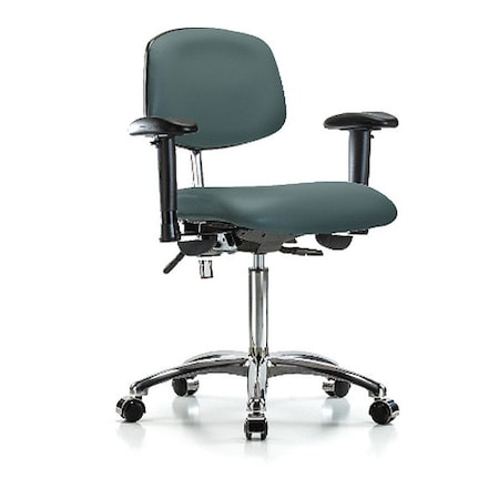 Clean Room Chair Ergonomic Chair, Adjustable Arms, 21-1/2" to 29" Height, Vinyl, Colonial Blue
