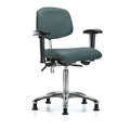 Clean Room Chair Ergonomic Chair, Adjustable Arms, 21-1/2" to 29" Height, Vinyl, Colonial Blue