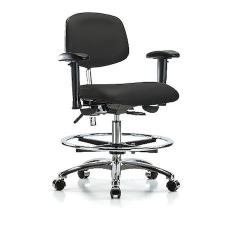 Clean Room Chair Ergonomic Chair, Adjustable Arms, 21-1/2" to 29" Height, Vinyl, Black
