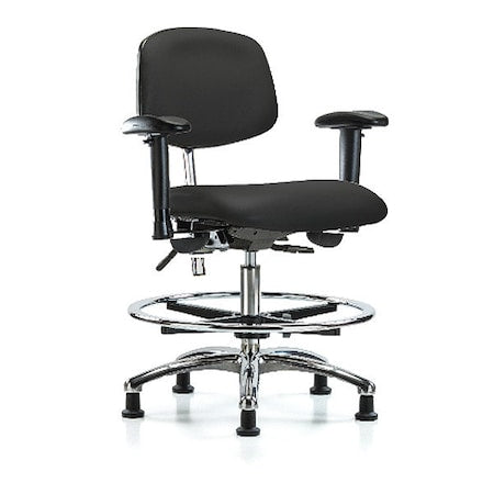 Clean Room Chair Ergonomic Chair, Adjustable Arms, 21-1/2" to 29" Height, Vinyl, Black