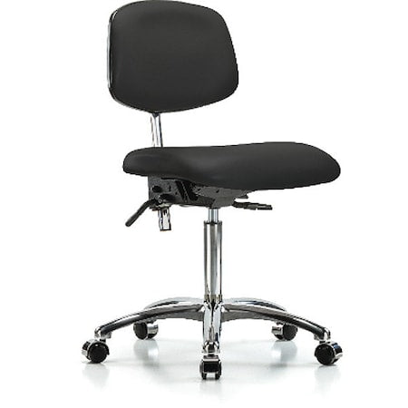 Clean Room Chair Ergonomic Chair, No Arms, 21-1/2" to 29" Height, Vinyl, Black