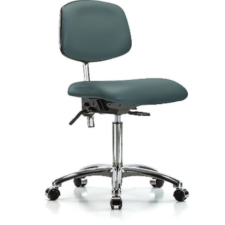 Clean Room Chair Ergonomic Chair, No Arms, 21-1/2" to 29" Height, Vinyl, Colonial Blue