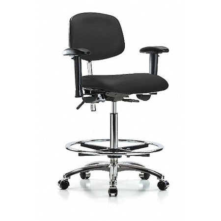 Clean Room Chair Ergonomic Chair, Adjustable Arms, 26-1/4" to 36" Height, Vinyl, Black