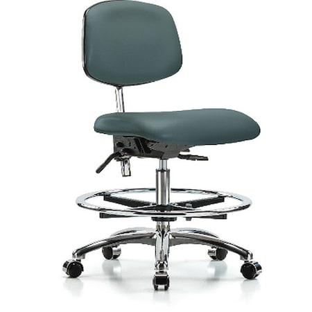 Clean Room Chair Ergonomic Chair, No Arms, 21-1/2" to 29" Height, Vinyl, Colonial Blue