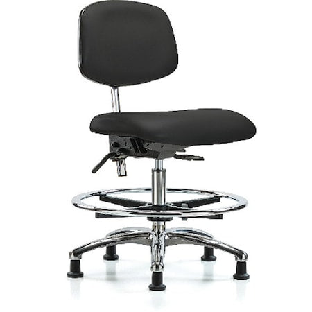 Clean Room Chair Ergonomic Chair, No Arms, 21-1/2" to 29" Height, Vinyl, Black